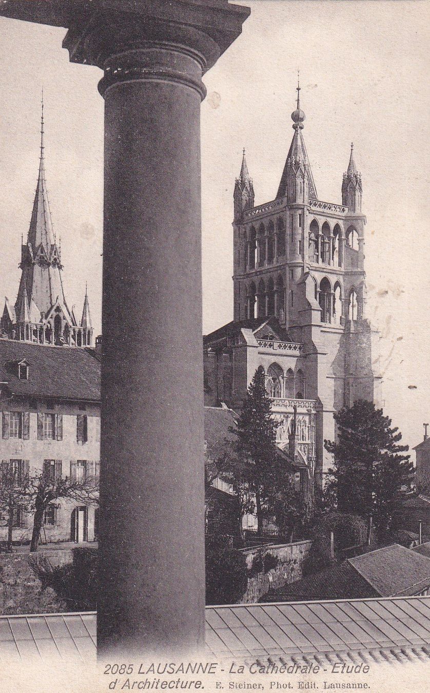 Cartoline postali: Lausanne - La Cathédrale - Etude  1909 – Usato da Cormoret venduto da Pascalll2001
