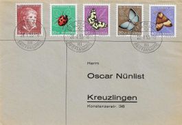 PRO JUVENTUTE Satz 1952 auf BRIEF SCHMETTERLINGE etc.