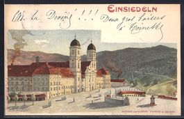 AK Einsiedeln, Aufgang zum Kloster, 1898