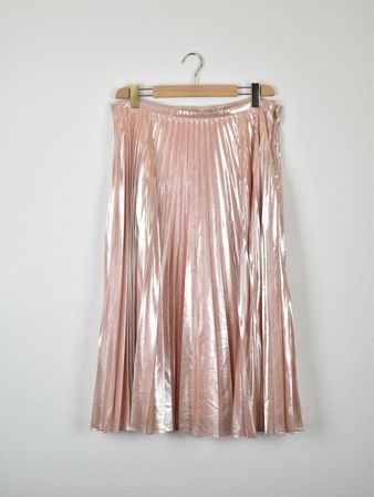 Lauren Ralph Lauren Plissee-Rock in Metallic-Rosé, Gr.46