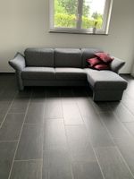 Ecksofa grau Stoff Lounge Sofa mit Ottomane guter Zustand