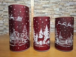 Weihnachtliche Windlichter, 3er Set, Winterdeko, Neuwertig