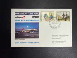 Swissair Erstflugbrief Zürich-Johannesburg ab Liechtenstein