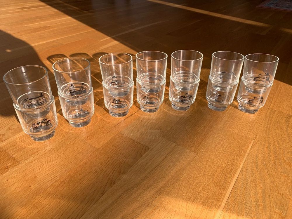 Gläser: Burgengläser - verschiedene CH Schlösser - Glas -auch Einzel – Neu (gemäss Beschreibung) aus Brugg von Gpandabaer 1
