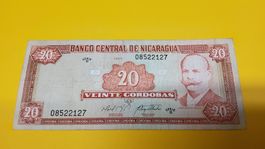 20 Cordobas Geldschein Nicaragua, 1999, Top Zustand!