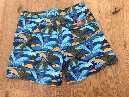 Sundek Swim Shorts Kids Size 14 Palm Print Blue Orange
