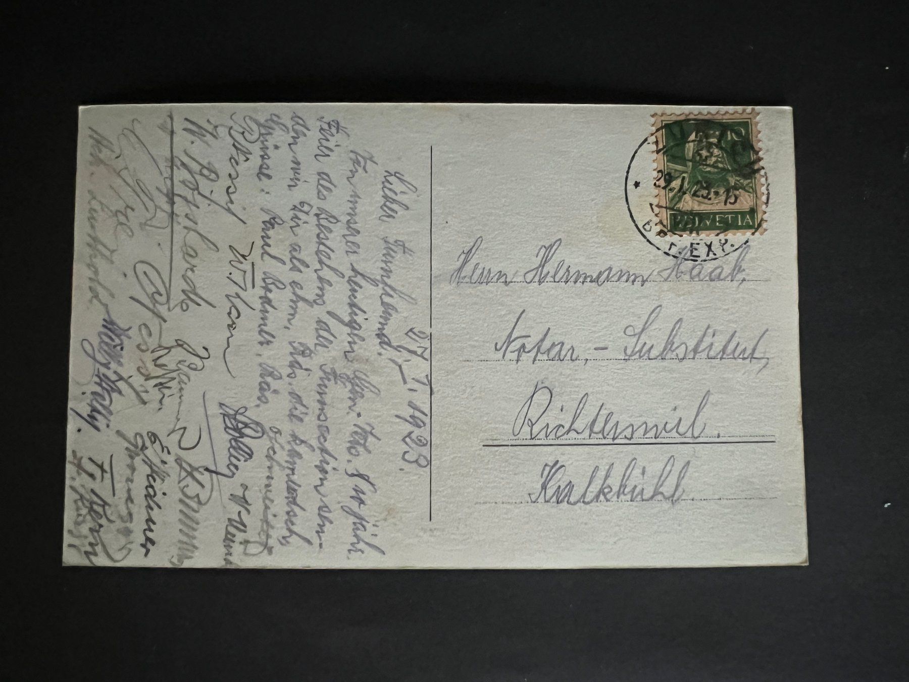 Cartoline postali: Ansichtskarte Horgen 1923  (V768) – Usato da Hinwil venduto da Sidi4 1