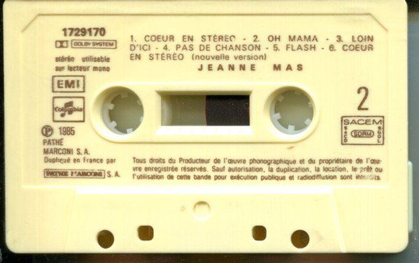 Musicassette: CASSETTE JEANNE MAS - CHANSONS - POP/ROCK – Usato da PORRENTRTUY venduto da RABAIS_SPORT 3