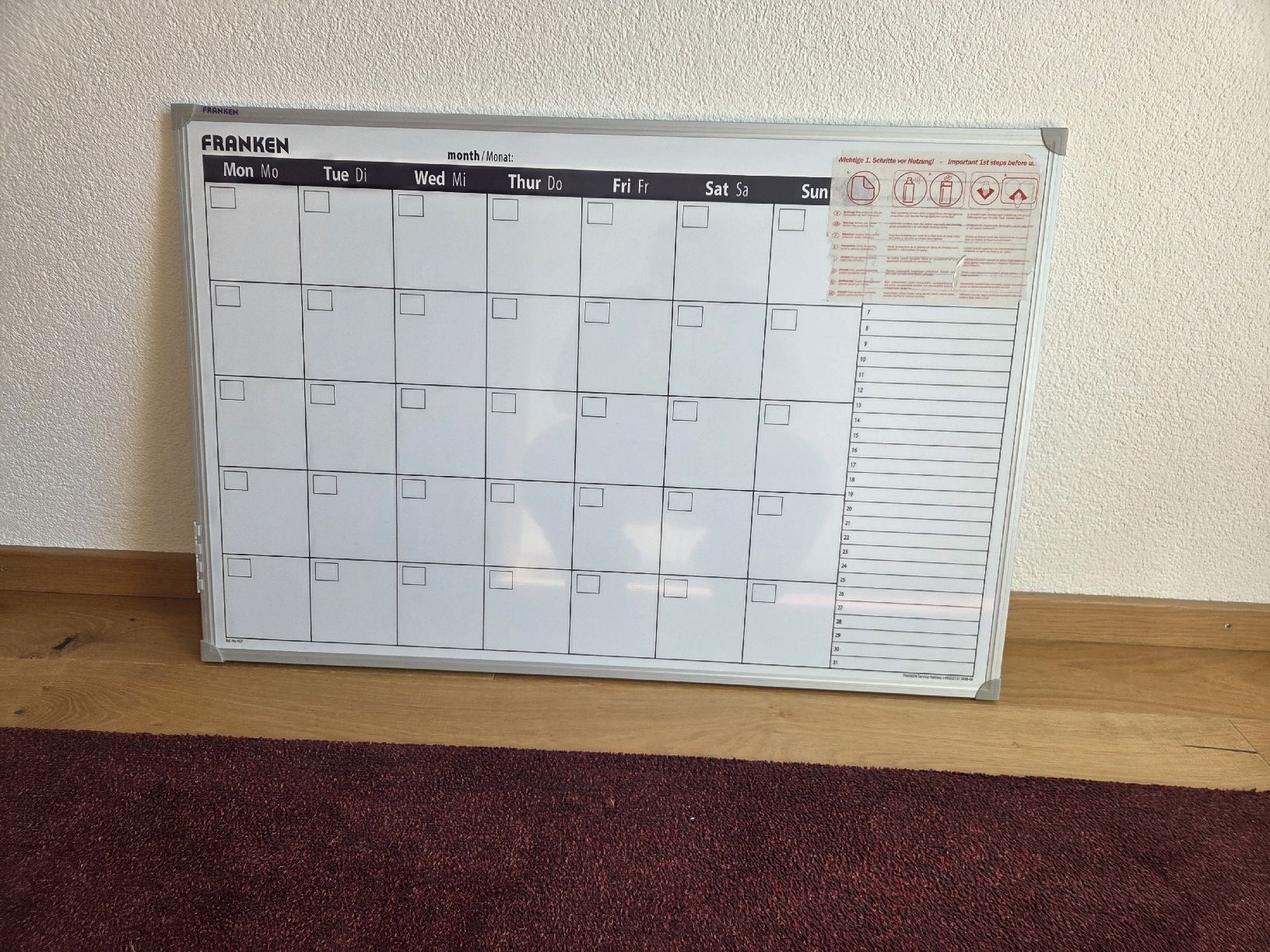 Kalender: Franken Magnettafel, Whiteboard Monatskalender – Neu (gemäss Beschreibung) aus Brittnau von Seli.S.