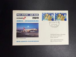 Swissair Erstflugbrief Zürich-Johannesburg 1991