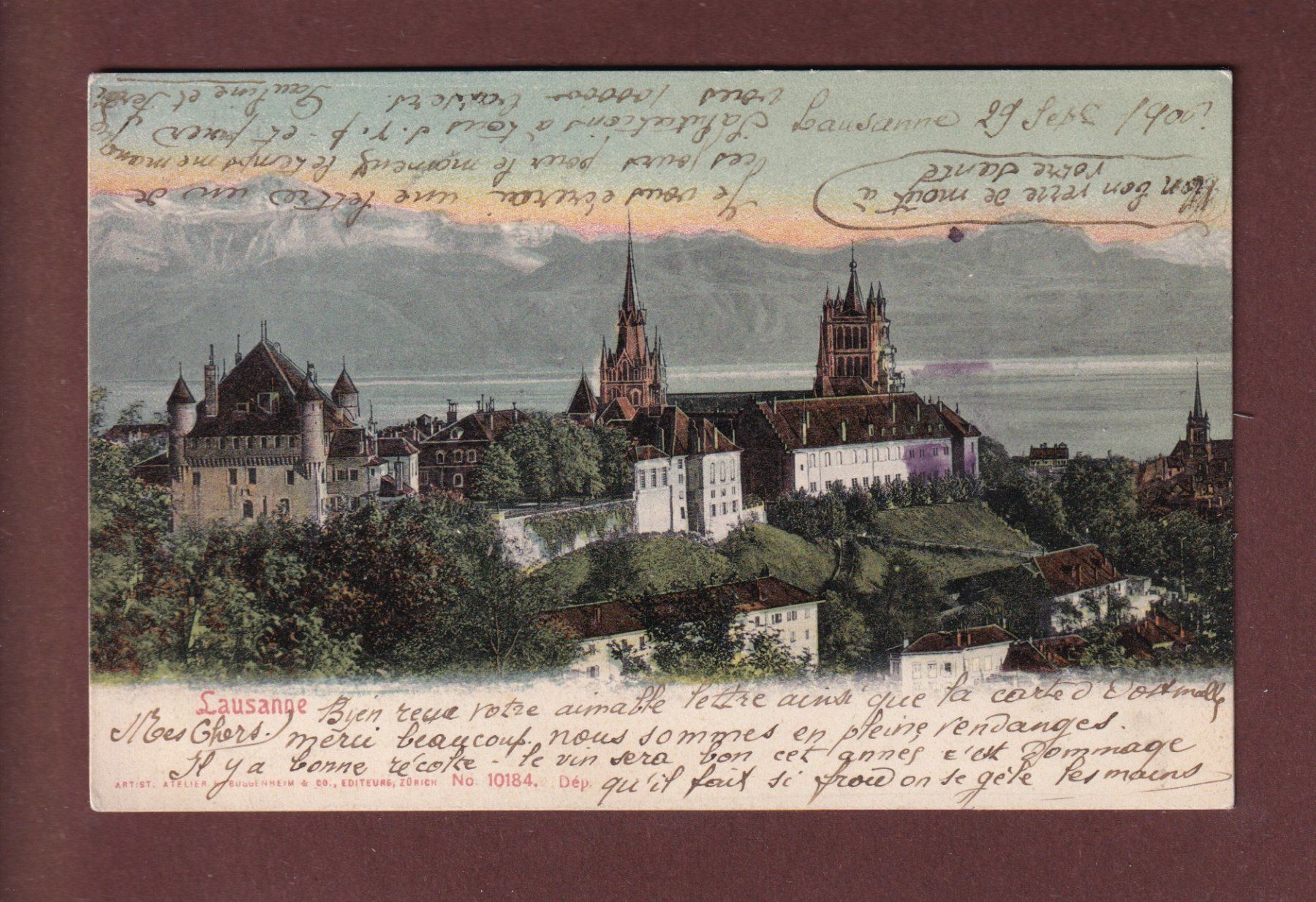 Cartoline postali: LAUSANNE - Château et cathédrale - 1906 – Usato da Pully venduto da nicecards