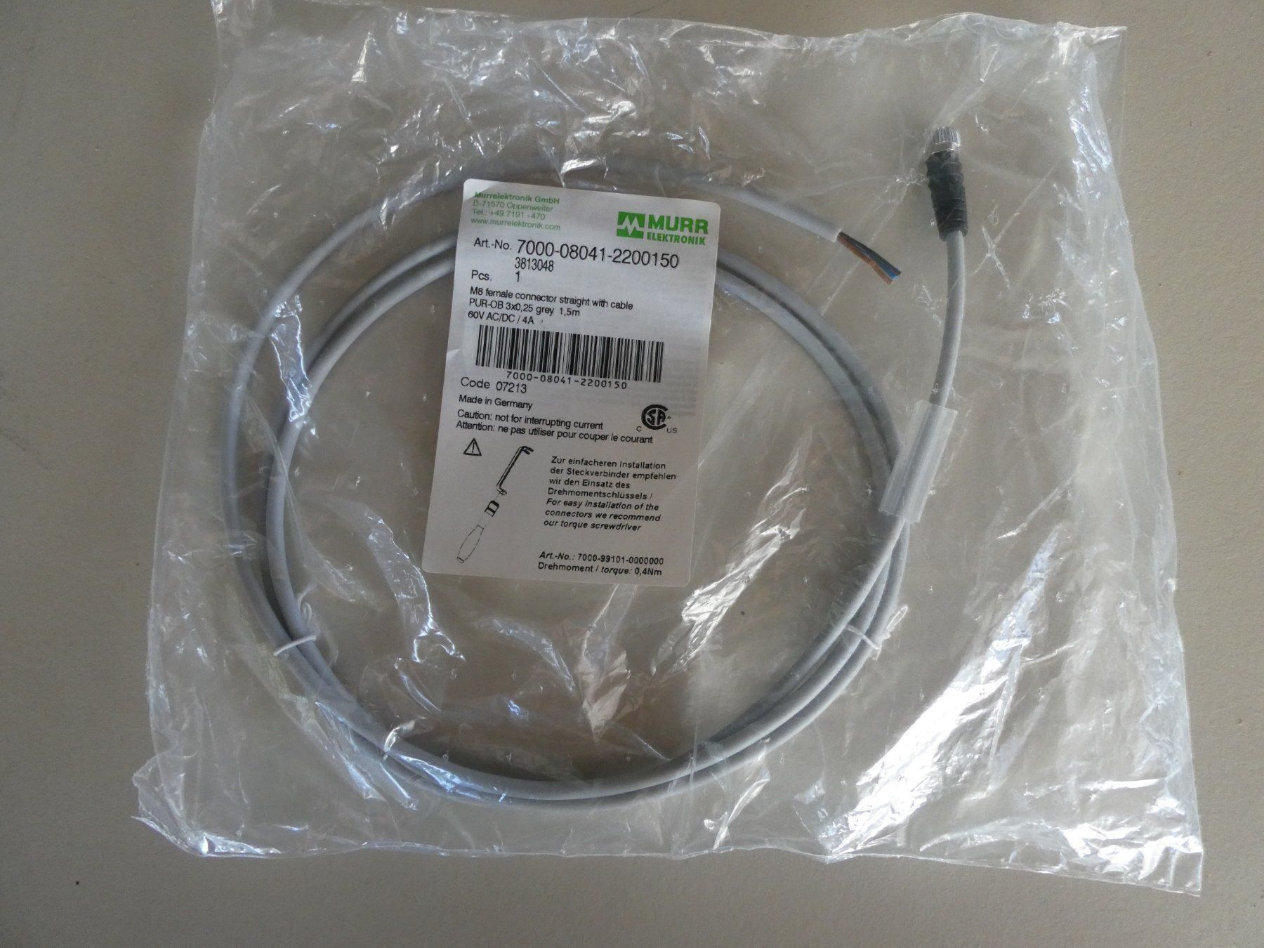 Componenti elettronici: Murr Steckverbinder M8 (1.5m) – Nuovo e nell'imballaggio originale da Fulenbach venduto da Hach0