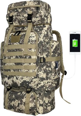 Wanderrucksack 80 L wasserdicht MOLLE Camping City Camo