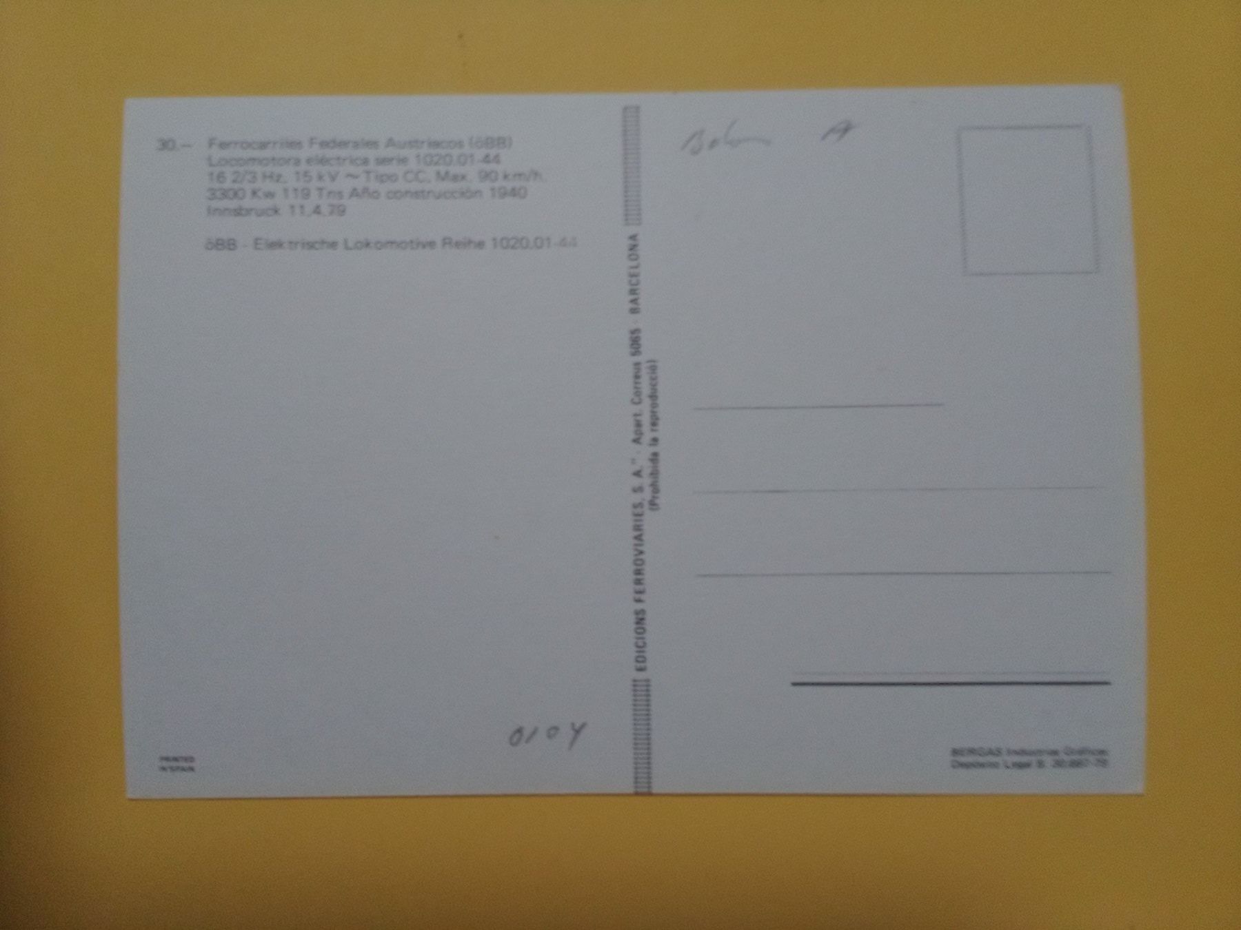 Cartoline postali: AK Bahn ÖBB elek. Lokomotive – Usato da Küttigen venduto da Melisch1000 1