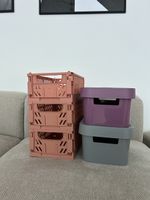 3 JYSK Faltboxen, 2 Aufbewahrungsboxen mit Deckel