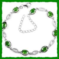 ♛ CHROMDIOPSID Armband 925 Silber