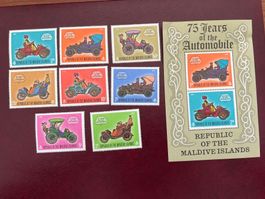 Malediven  Satz und Block  Oltimer  Autos 1970 ** (4241)