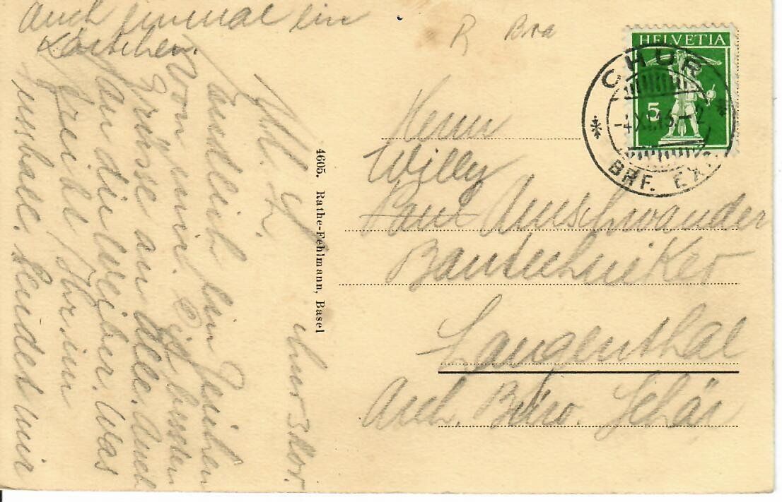 Cartoline postali: Chur 1913 – Usato da Hochdorf venduto da Ziegel-16 1