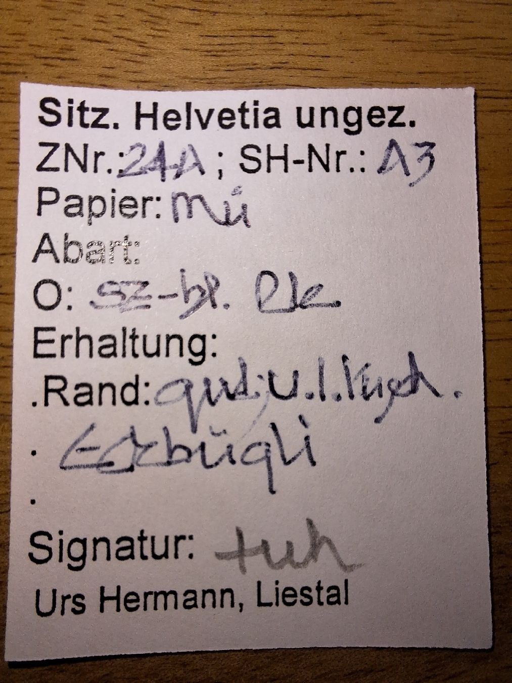 Tutti i francobolli: Strubel 24A3 bl. Raute mit Befund Kat. 240.- – Usato da Balgach venduto da SIMEON27 2
