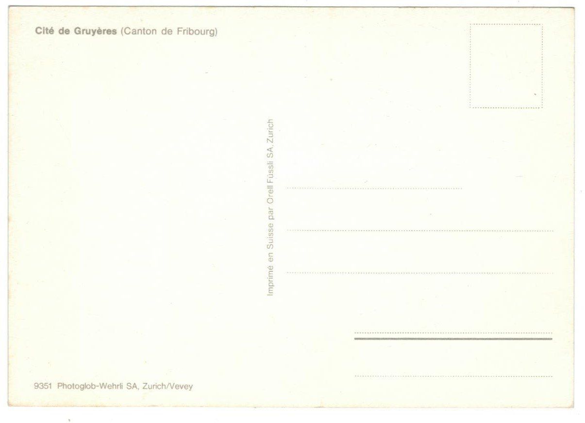 Cartoline postali: AK Cité de Gruyères FR – Usato da Zürich venduto da Tolima194 1