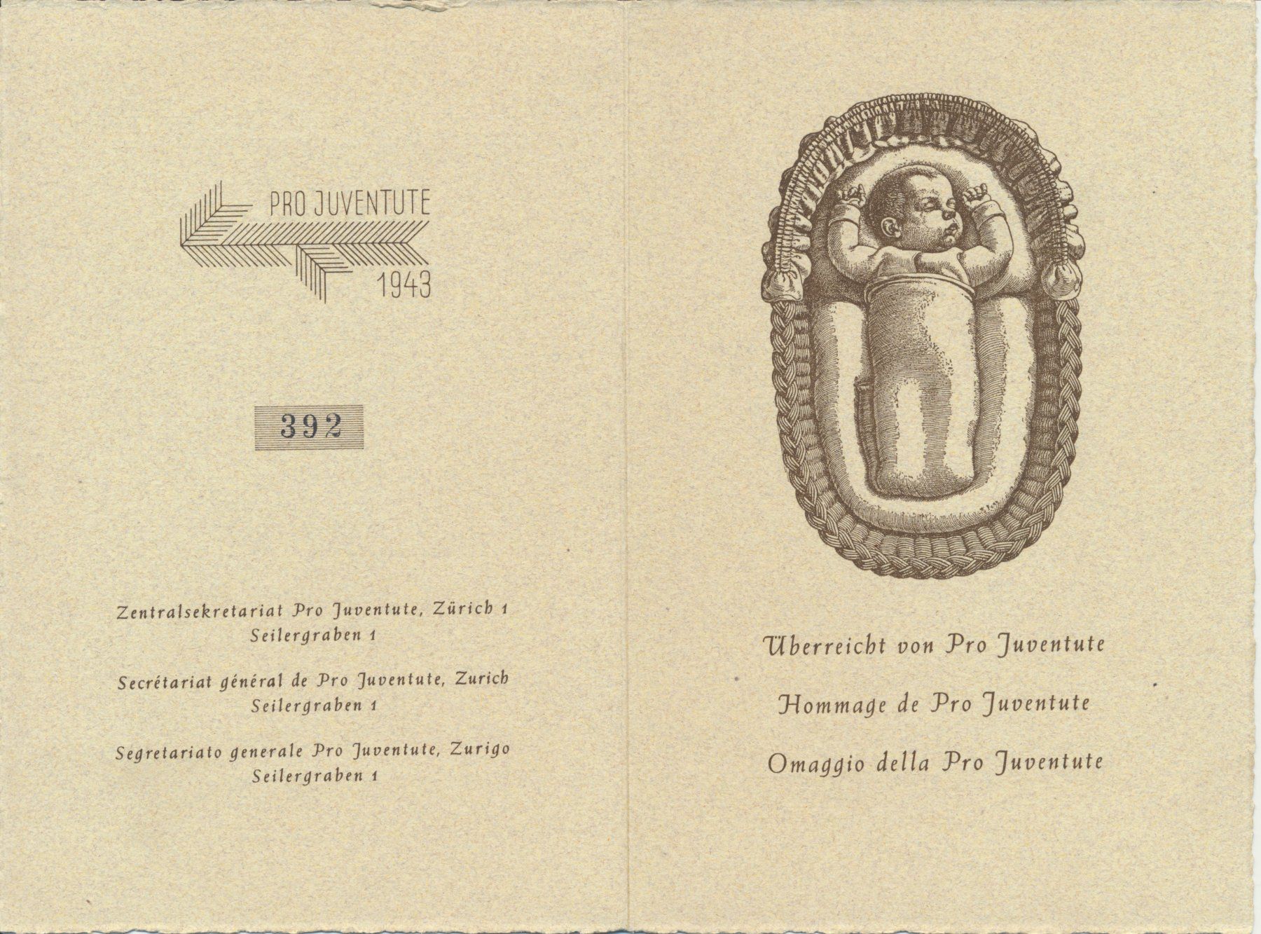 Tutti i francobolli: Pro Juventute Folder 1943 – Usato da Roggwil BE venduto da Stampdealer3 1