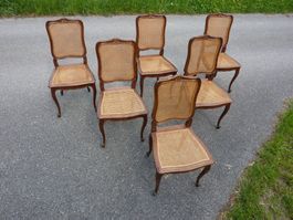 6er Set Gobelin Stühle Holzstühle Essstühle Joncgeflecht