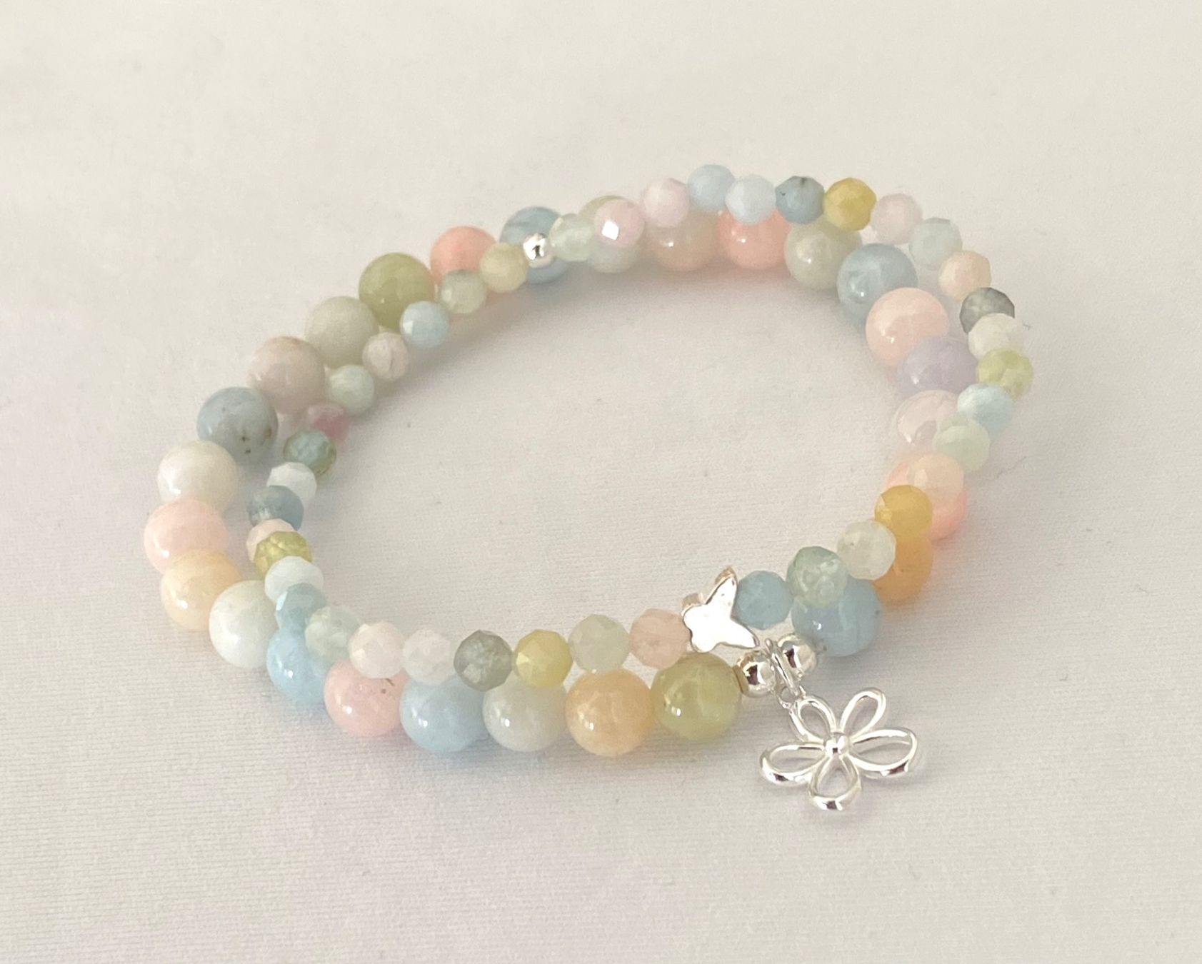 Bracciali & Braccialetti: Edelstein Armband Morganit / Beryll mit Silber auf Mass – Nuovo e nell'imballaggio originale da Zuzwil SG venduto da Lemliskat 7