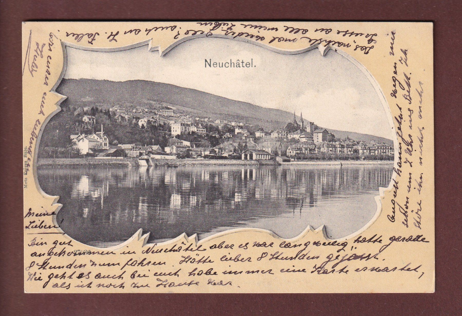 Cartoline postali: NEUCHÂTEL vu du lac - 1910 – Usato da Pully venduto da nicecards