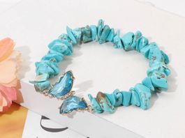 Armband mit Natursteine und Schmetterling( one Size)