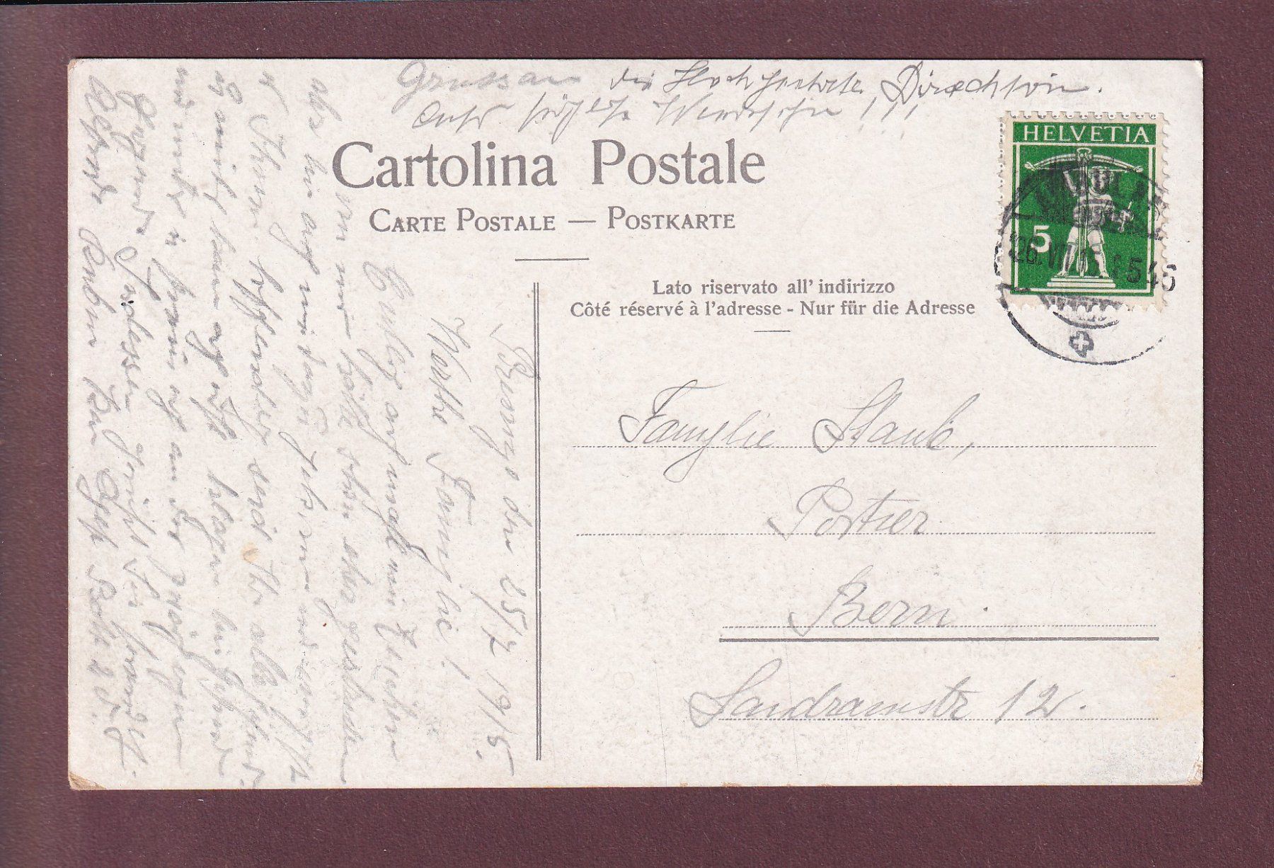 Cartoline postali: BELLINZONA e dintorni - 1915 – Usato da Pully venduto da nicecards 1