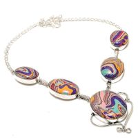 Rainbow Calsilica Gemstone Handmade Jewelry Necklace 18"