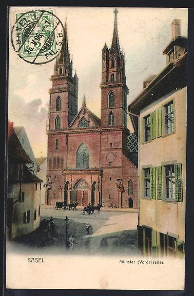 Ansichtskarten: AK Basel, Münster, Vorderseite, 1906 – Gebraucht aus Berlin von bartko-reher