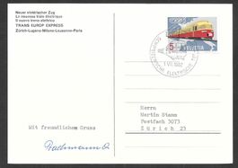 Eisenbahn Sonderkarte S. 536 TEE-Züge Zürich 1.7.1962