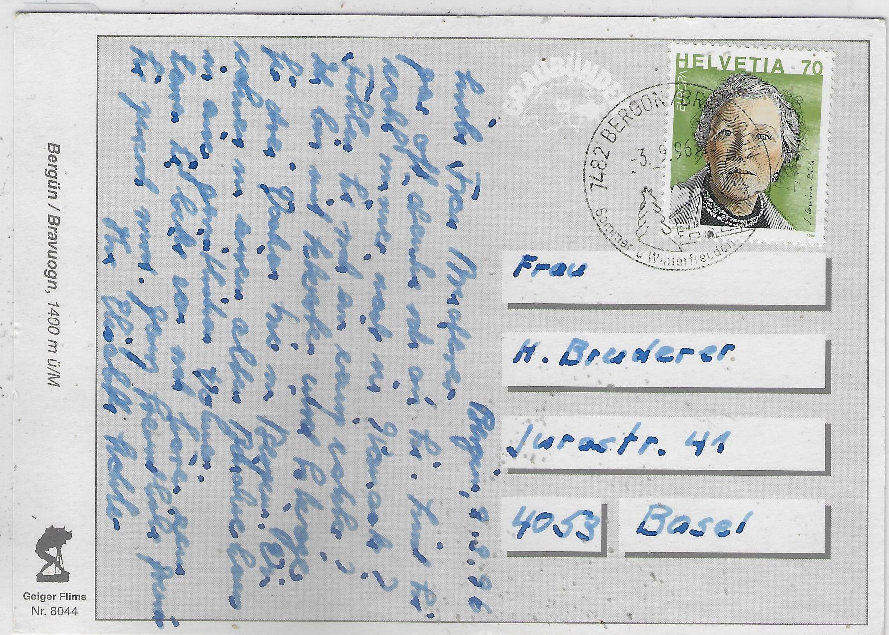 Cartoline postali: Bergün - Generalansicht – Usato da Ettingen venduto da Kartenplanet 1