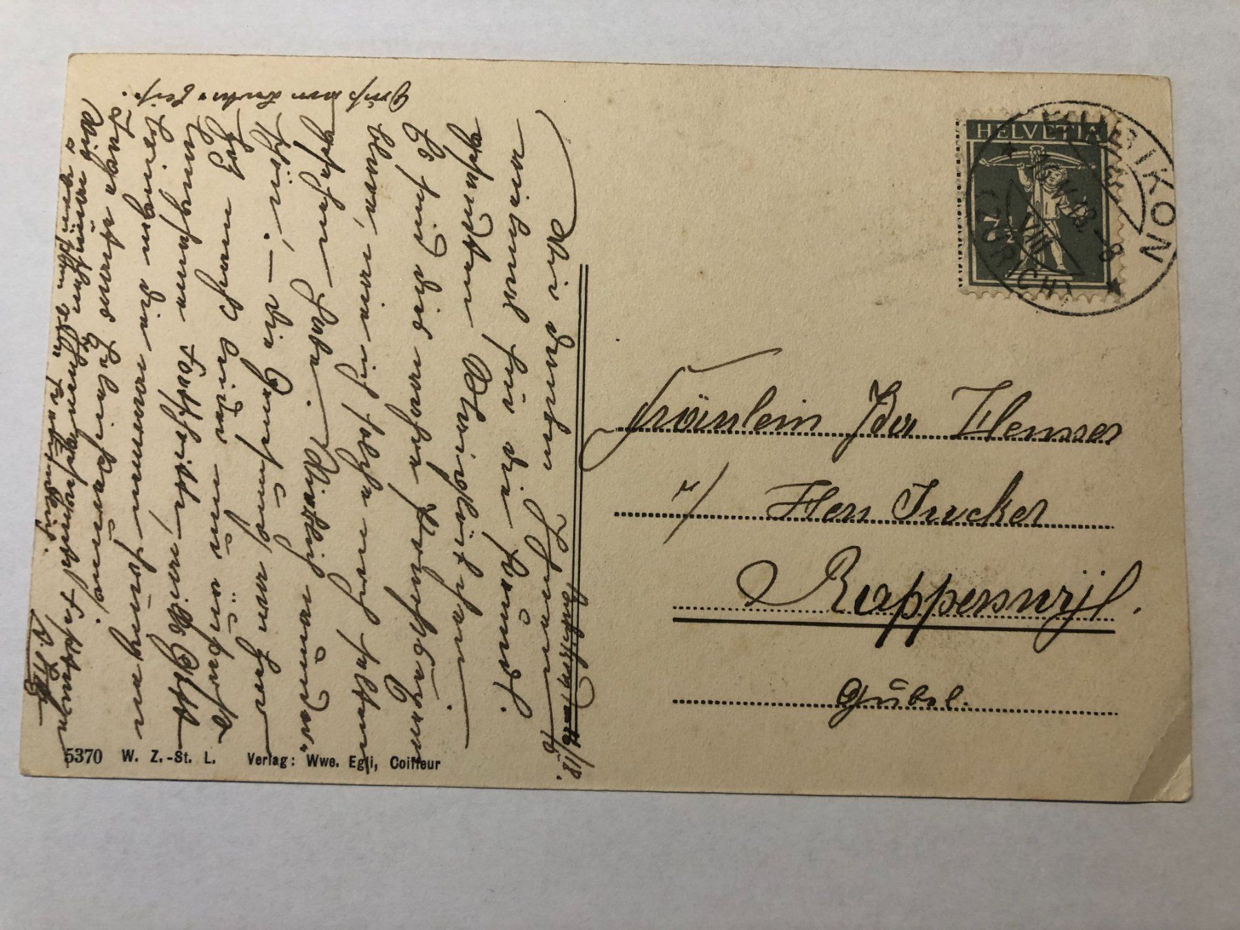 Ansichtskarten: Bubikon - Bahnhofquartier 1918 – Gebraucht aus Pfäffikon ZH von Waltoversand 1