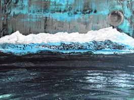 Art-Vibes, CH, Acryl Gemälde Türkis Silber 80x60cm Leinwand
