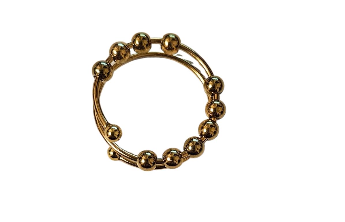 Ringe: Trendiger Spiral-Ring mit Goldperlen, neuwertig! – Neu und originalverpackt aus Langenthal von SecondChanceShop 1