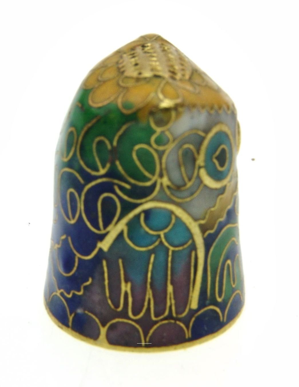 Ditali: Fingerhut - Cloisonne Uhu - Eulenkopf 1 – Usato da Langenthal venduto da hamster-raeumung 1