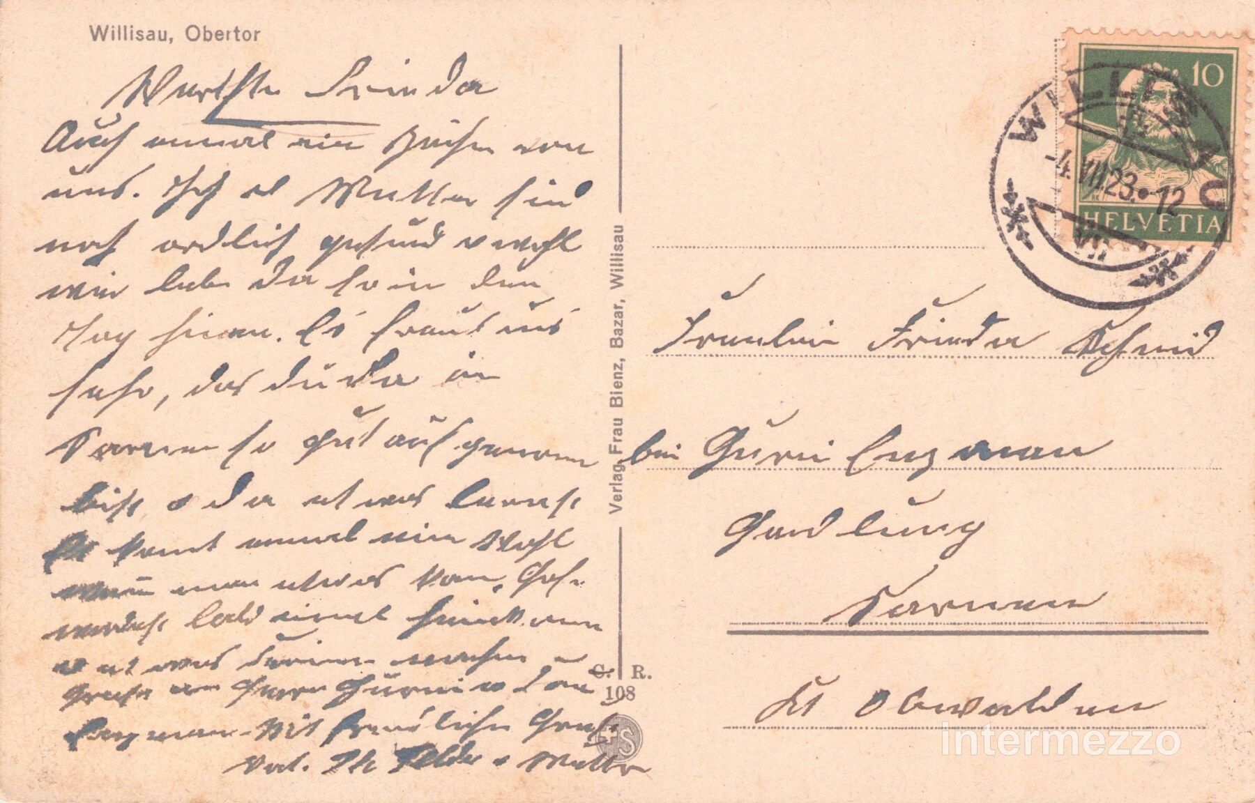 Cartoline postali: Willisau LU // 1923 Obertor – Usato da Basel venduto da intermezzo12 1
