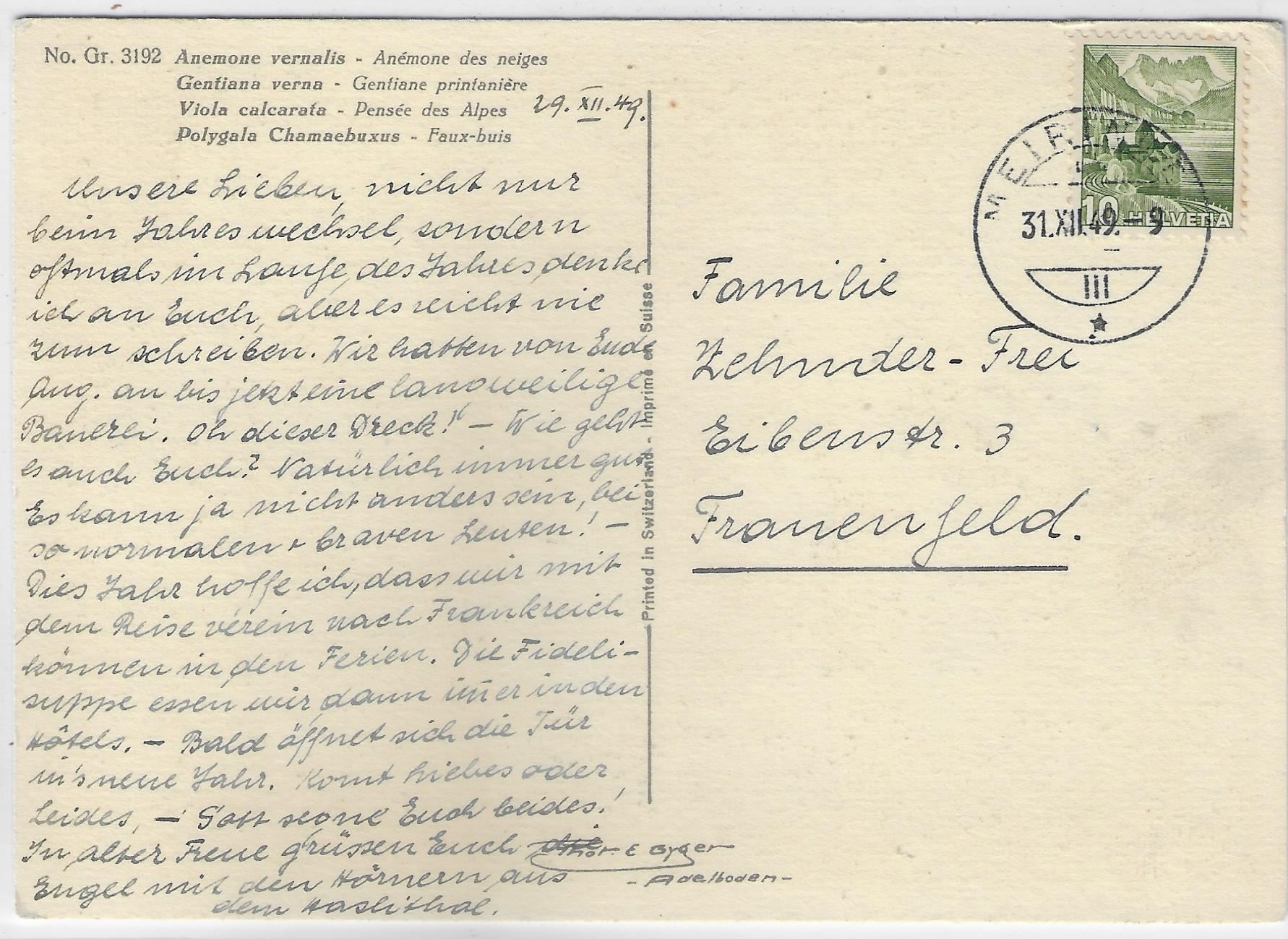 Cartoline postali: Anemone vernalis - Bergblumen - Litho – Usato da Ettingen venduto da Kartenplanet 1