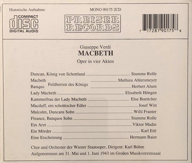 CD: Verdi - Macbeth (Karl Böhm) – Usato da Grüningen venduto da azulamarillo 1