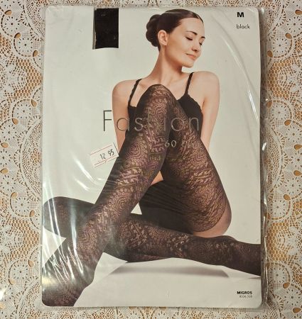 Migros Fashion Strumpfhose "Bohème" 60DEN Gr.M Schwarz