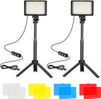 2 Stück LED-Lichtpaneel mit Stativ und Farbfiltern für Fotos