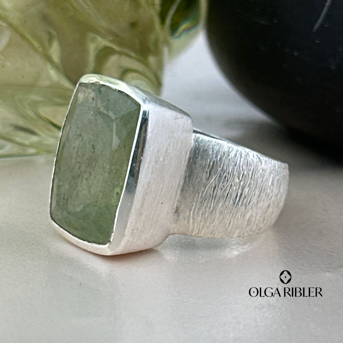 Olga Ribler Bagues: Statement-Ring mit Moos-Aquamarin Ringgrösse 59 – Neuf (Voir description) à Luzern par Schmuckoutlet 4