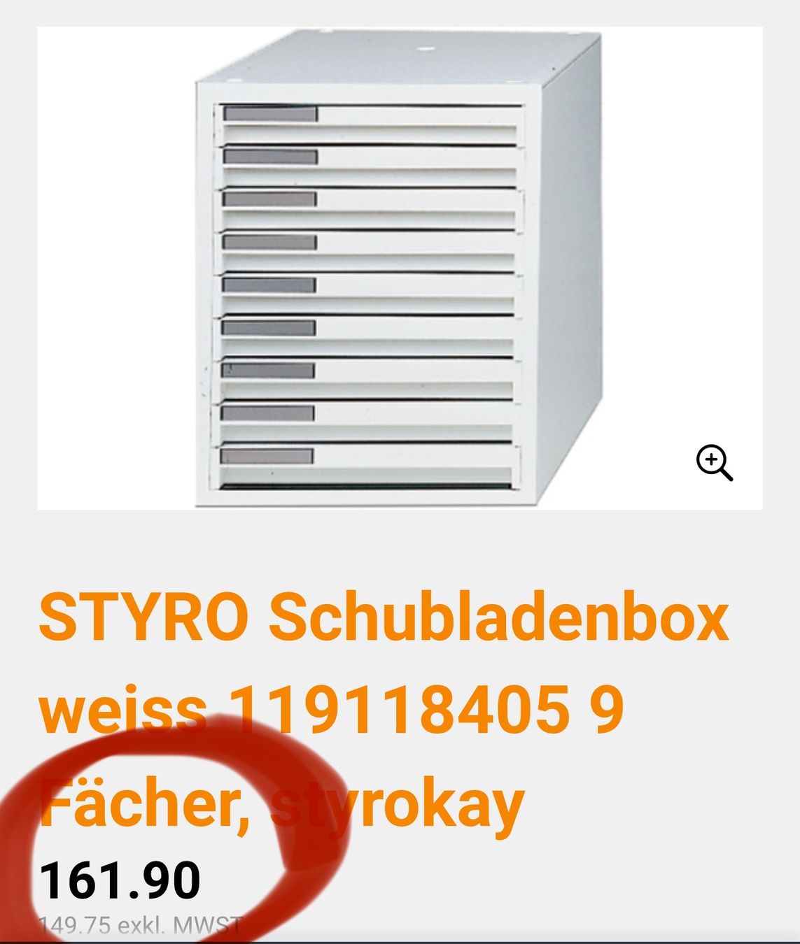 Sistemi di archiviazione: STYRO Schubladenbox weiss, 9 Fächer, styrokay – Usato da Necker venduto da liq24