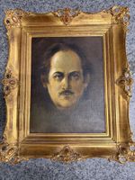 Gemälde Portrait eines Mannes verziert mit Goldrahmen 