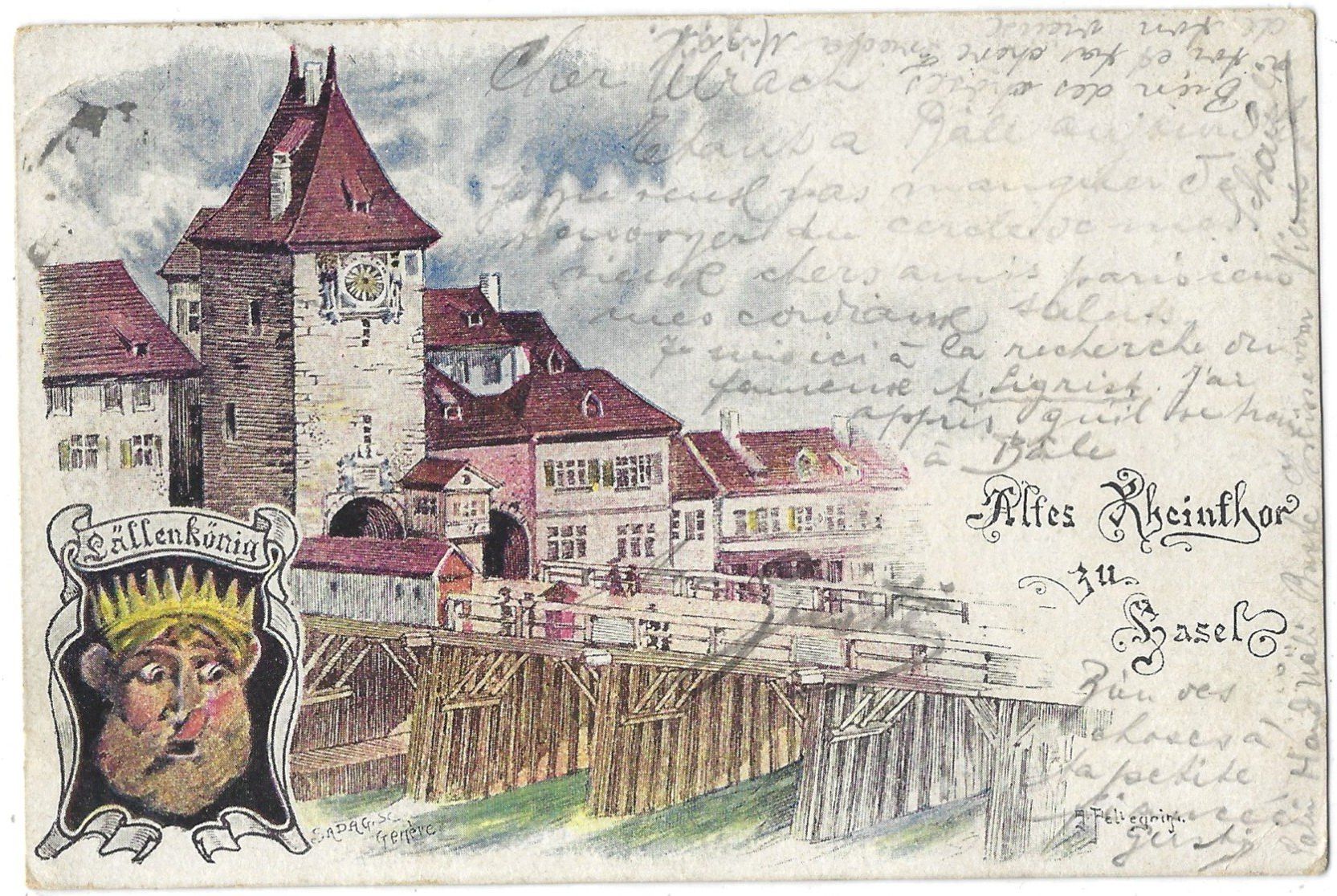 Cartoline postali: Altes   Rheinthor   zu   Basel .  -   Lällenkönig – Usato da Bütschwil venduto da Jackson1A
