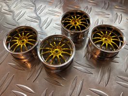 RC Felgensatz 1:10 «Oval-Speichen Gold/Chrom» 26mm NEU!