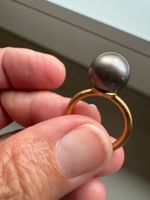 Goldring 18 Karat mit bräunlich-grauer Tahiti Perle