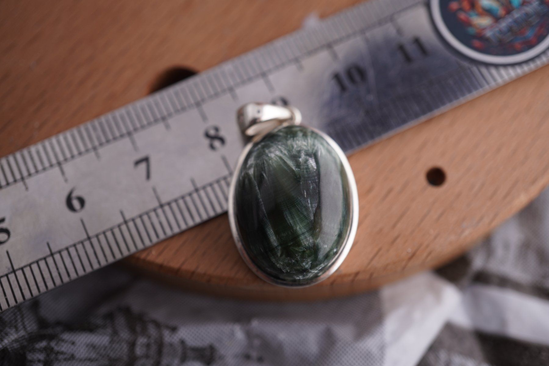 Minerali & Pietre curative: Seraphinit  925 Silber  oval 20mm     Anhänger  "TOPSTONE" – Nuovo e nell'imballaggio originale da Eschenbach SG venduto da topstone 1